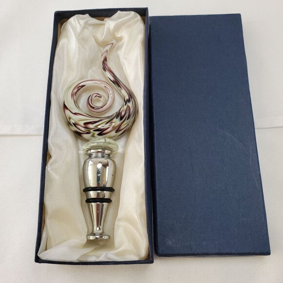 Murano Art Deco Swirl Glass Wine Stopper Murano Art Wine Stopper - Picture 8 of 8